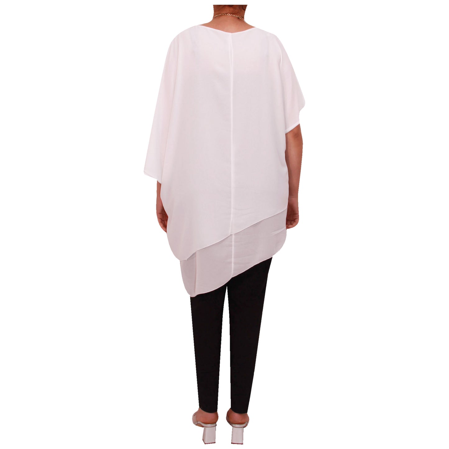 Haut en mousseline asymétrique taille plus élégant pour femme