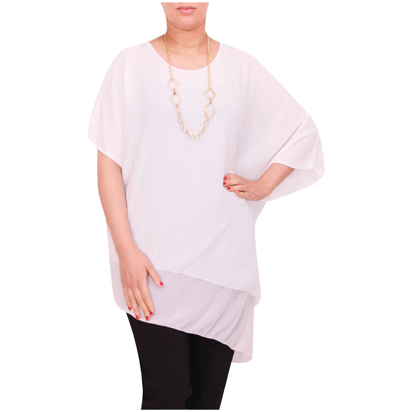 Haut en mousseline asymétrique taille plus élégant pour femme