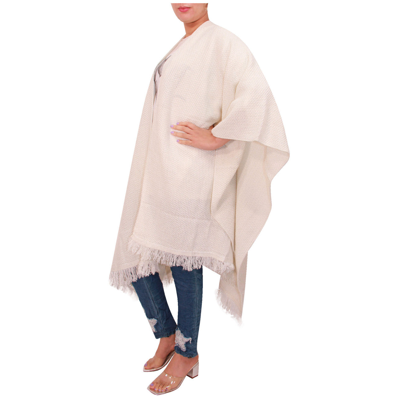 Vrouwen Sjaal Dames Gebreide Poncho Cape Sjaal Meisjes Warme Wrap Sjaal Winter Effen Lurex