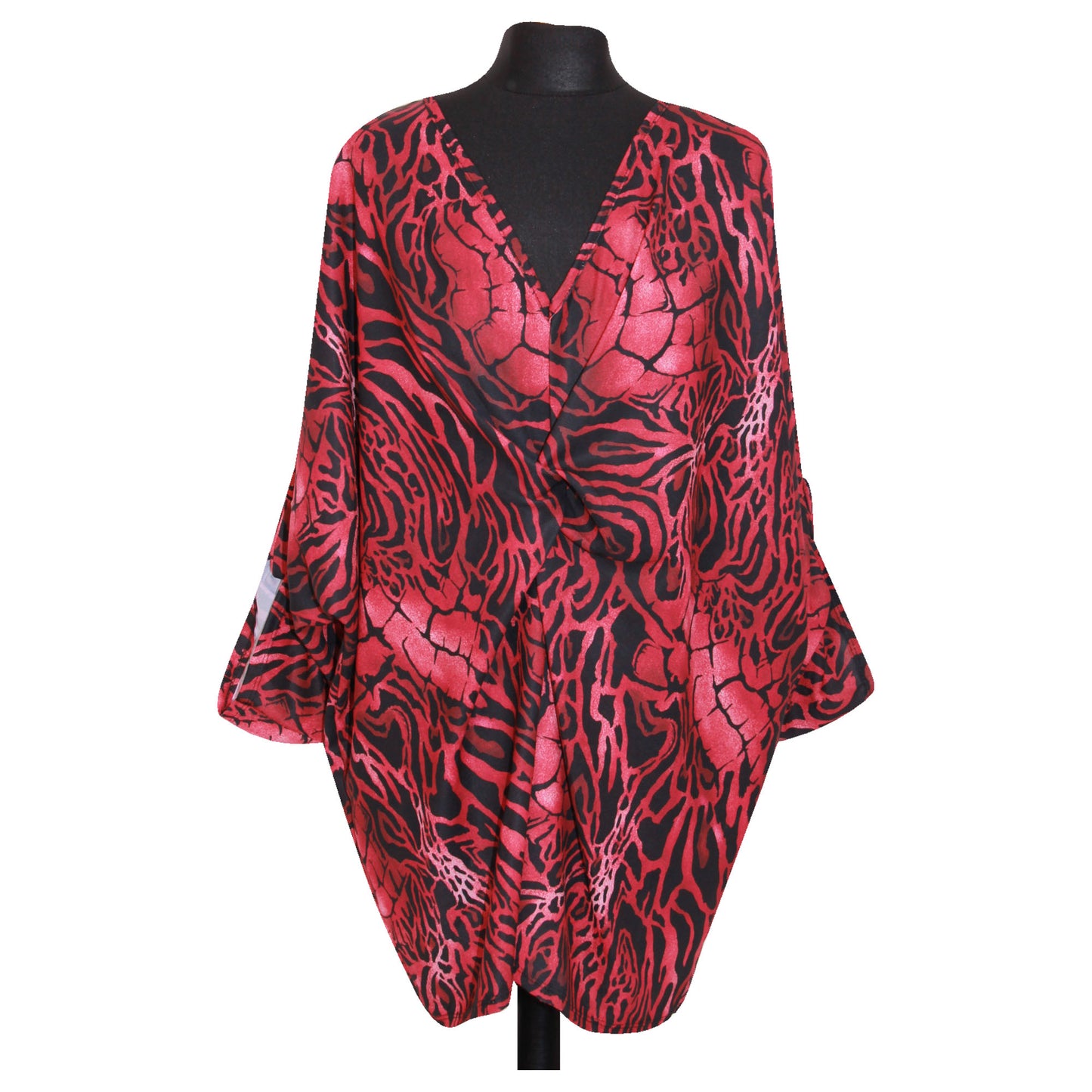 top italien pour femme imprimé animal TWIST FRONT BATWING