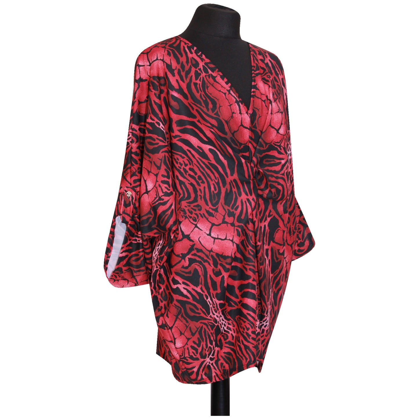 top italien pour femme imprimé animal TWIST FRONT BATWING