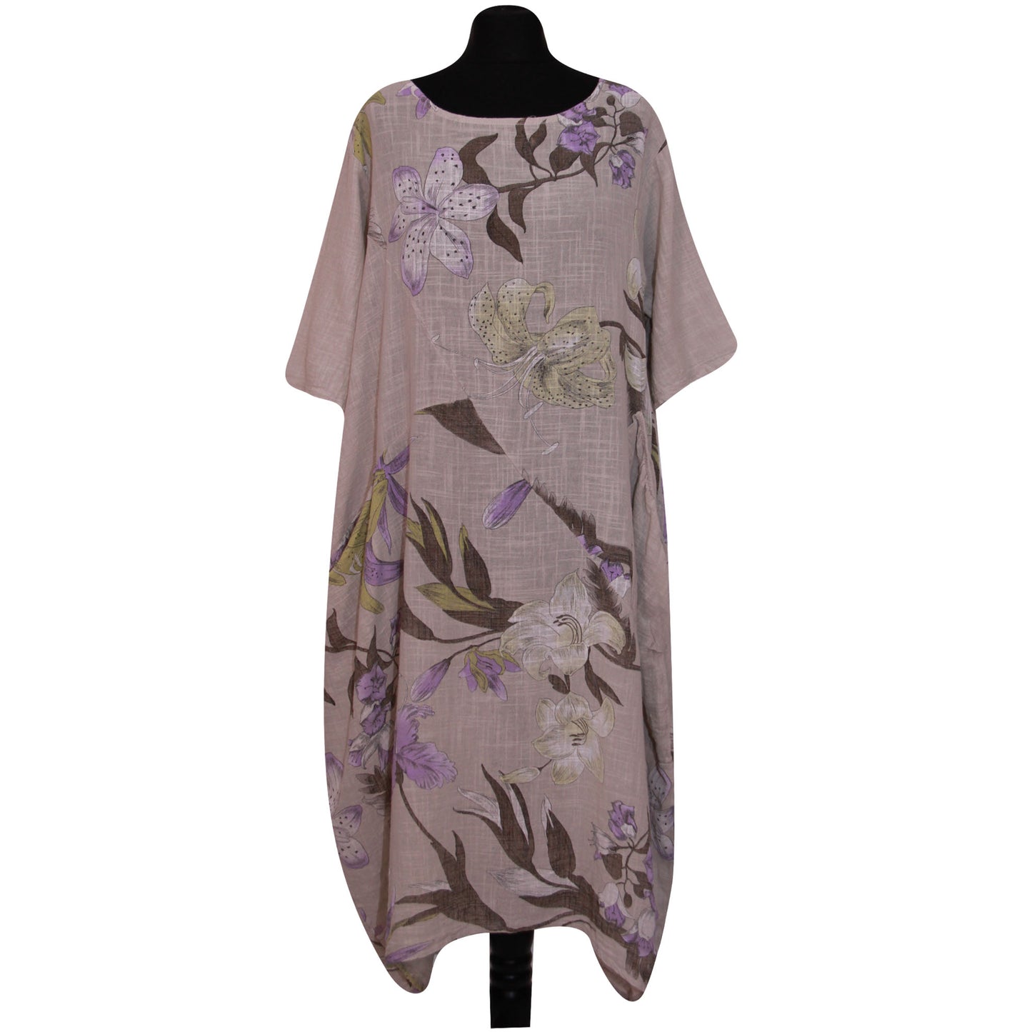 Italian Floral Printed Cotton Dress for Women