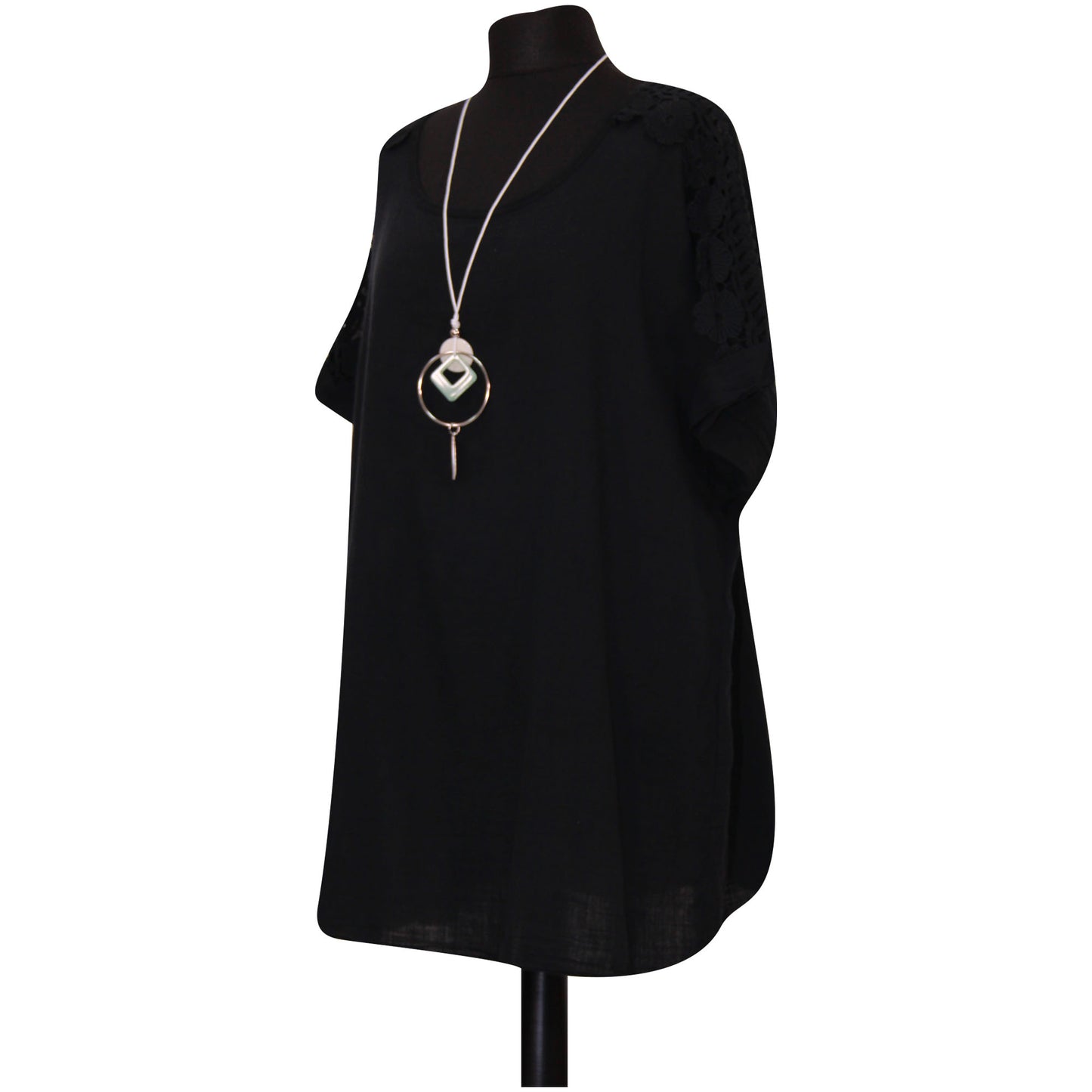 Femmes italiennes grande taille haut dames dentelle épaule plaine collier haut