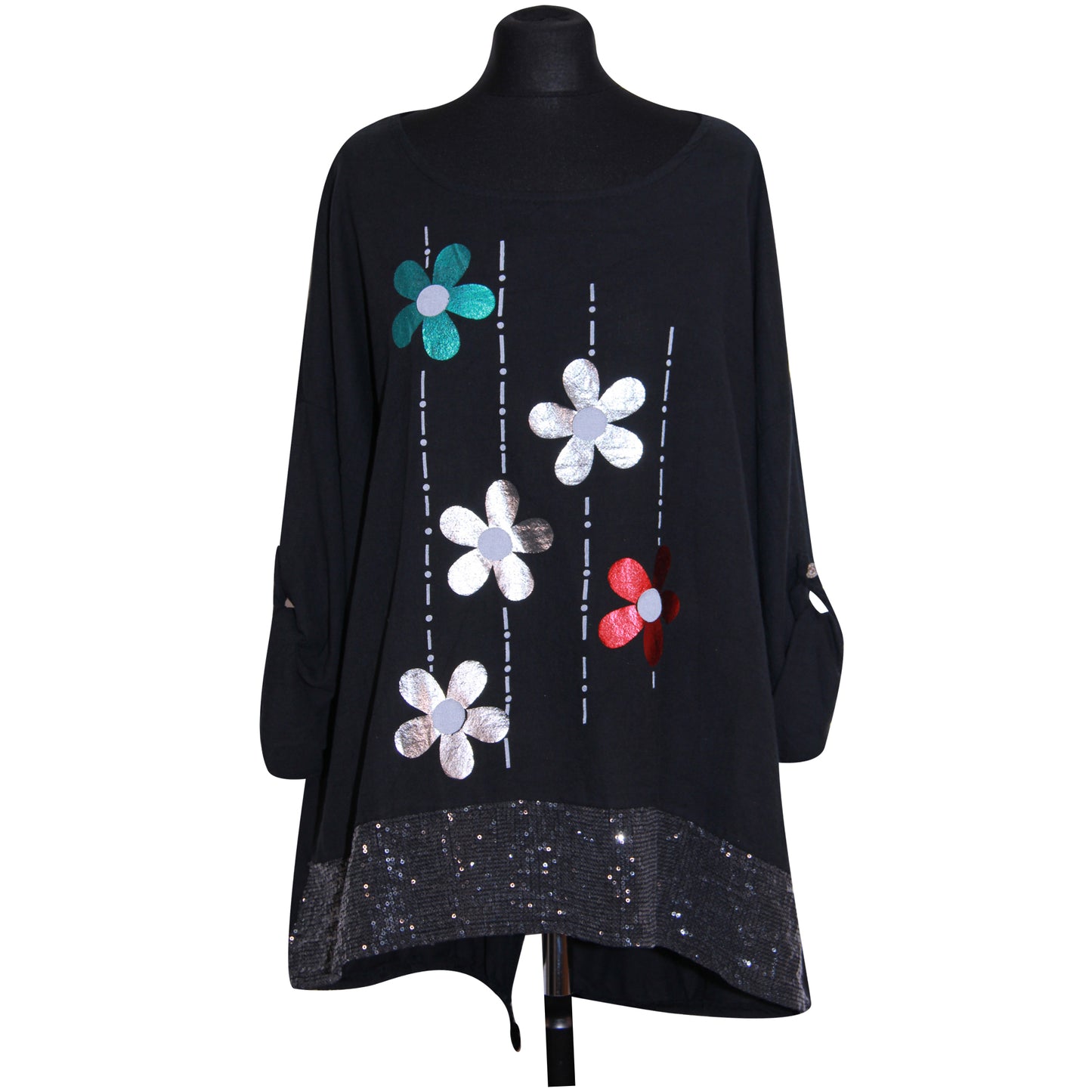 Haut à fleurs italiennes pour femmes avec détails en sequins