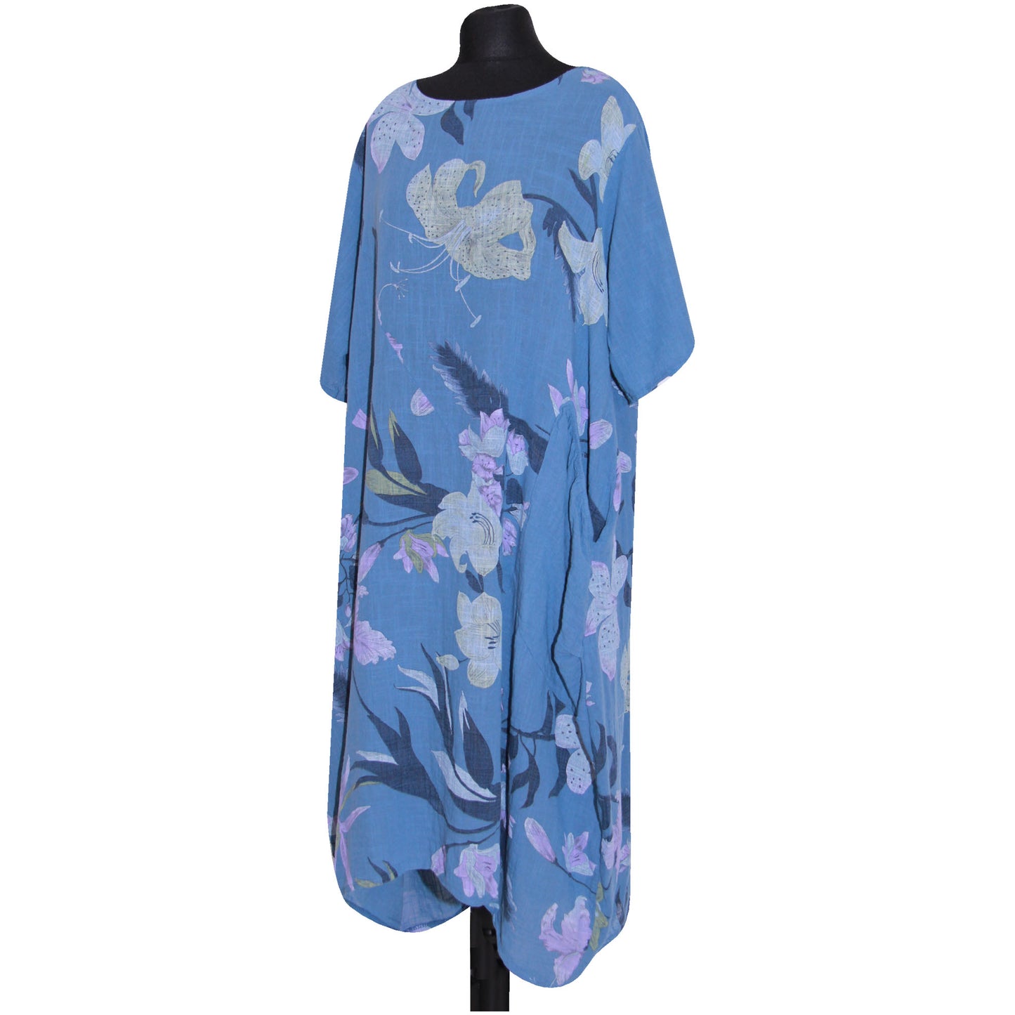 Italian Floral Printed Cotton Dress for Women