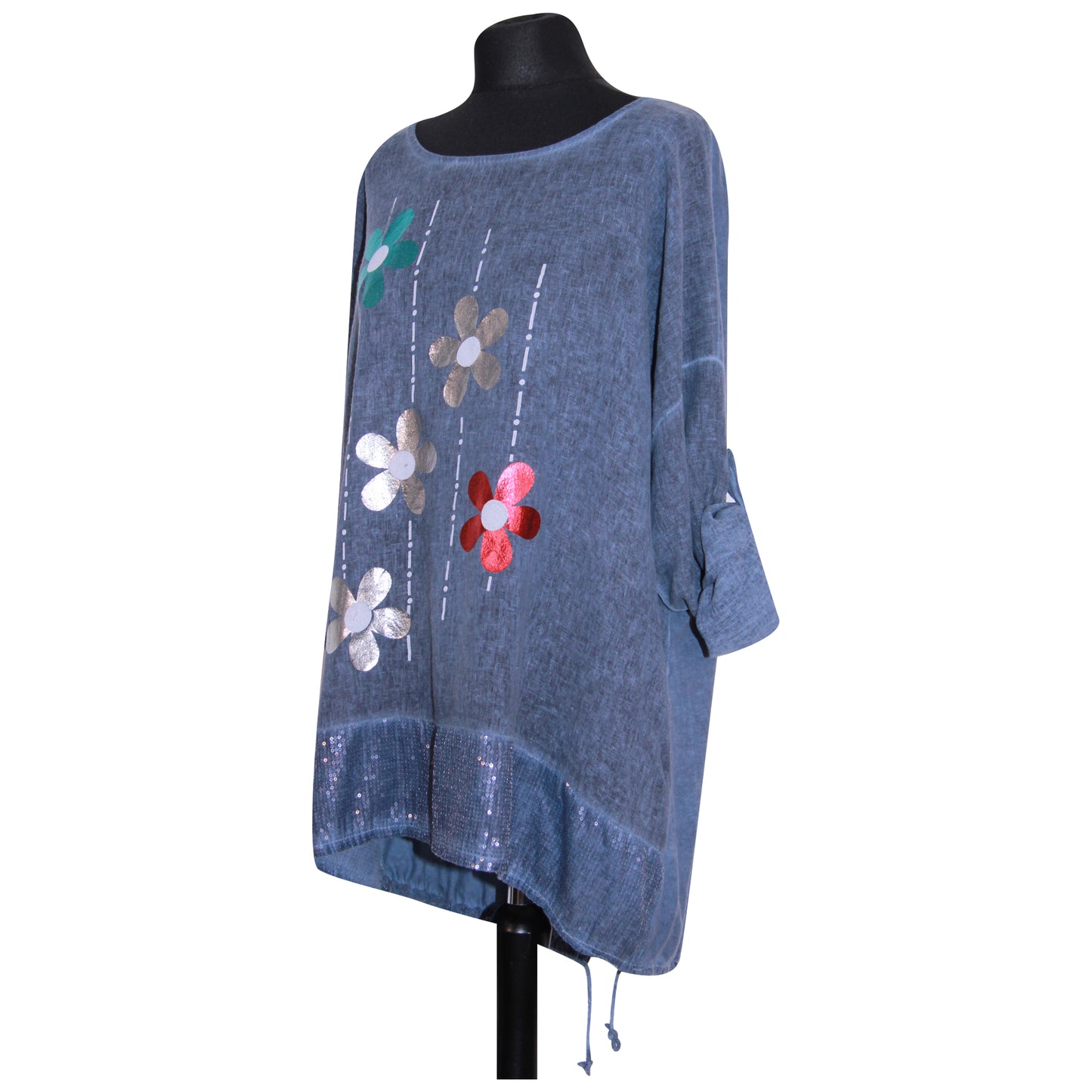 Haut à fleurs italiennes pour femmes avec détails en sequins