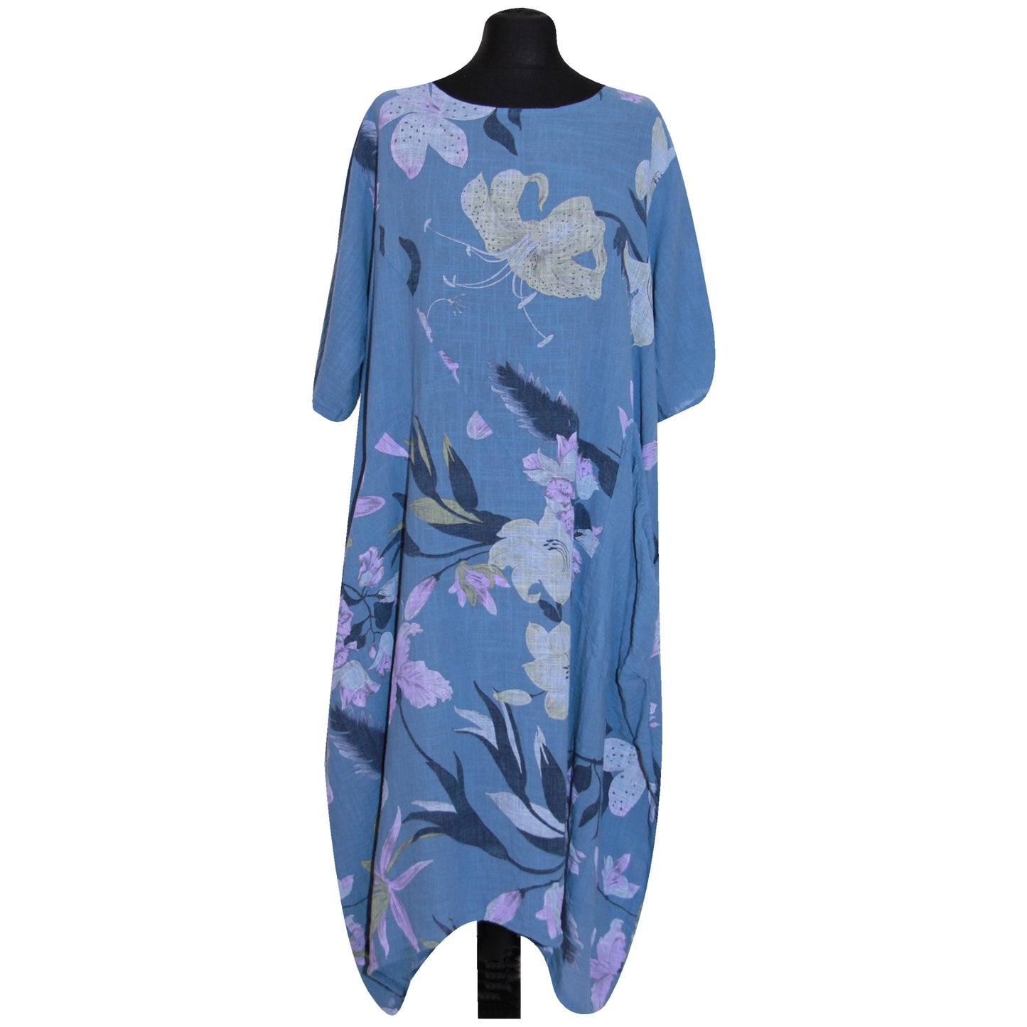 Italian Floral Printed Cotton Dress for Women