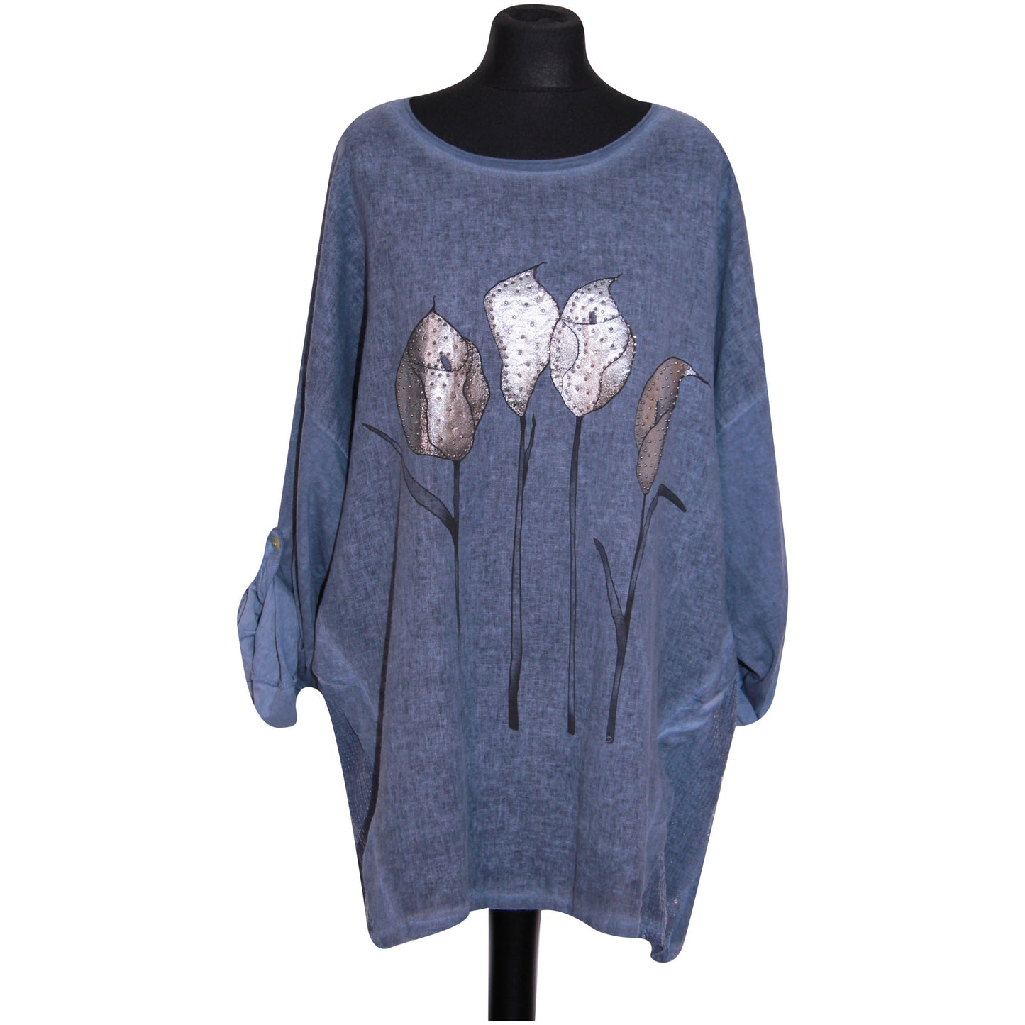 Femmes Italien TOP Dames Clouté Floral Sequin