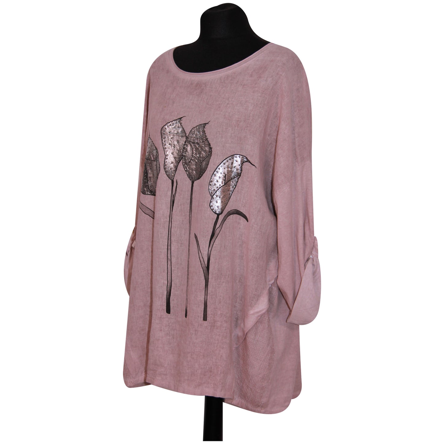 Femmes Italien TOP Dames Clouté Floral Sequin