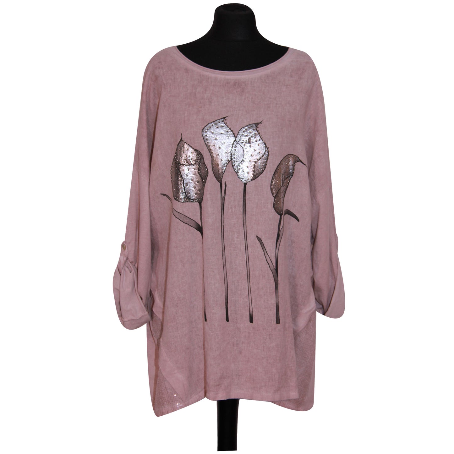 Femmes Italien TOP Dames Clouté Floral Sequin