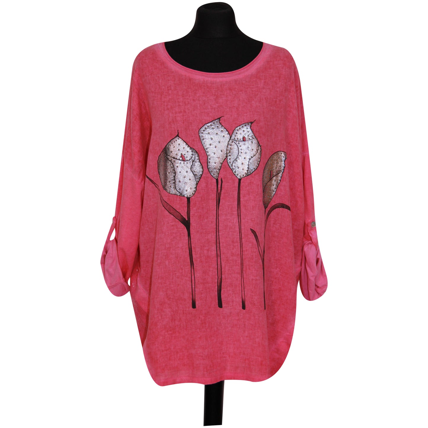 Femmes Italien TOP Dames Clouté Floral Sequin