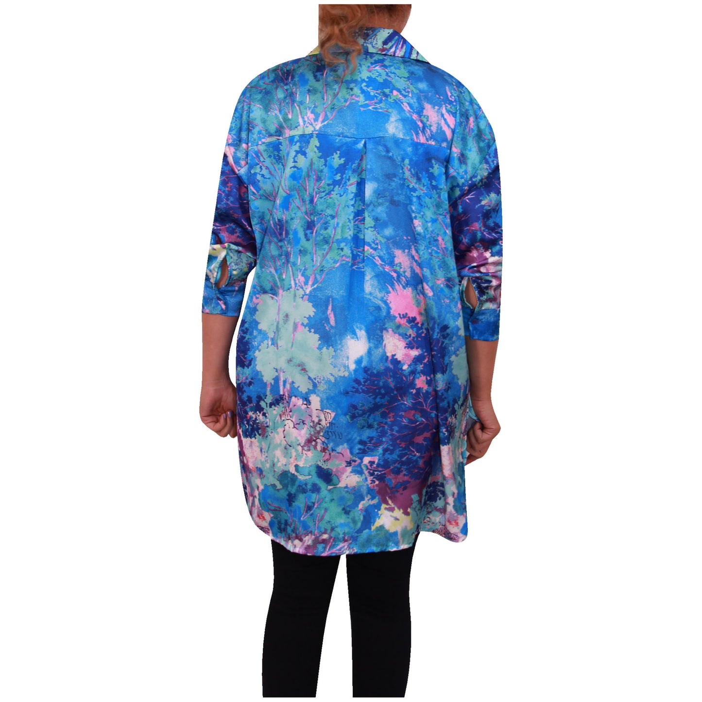 Chemise imprimée femme chemisier femme boutonnage imprimé haut en satin à manches longues pour filles