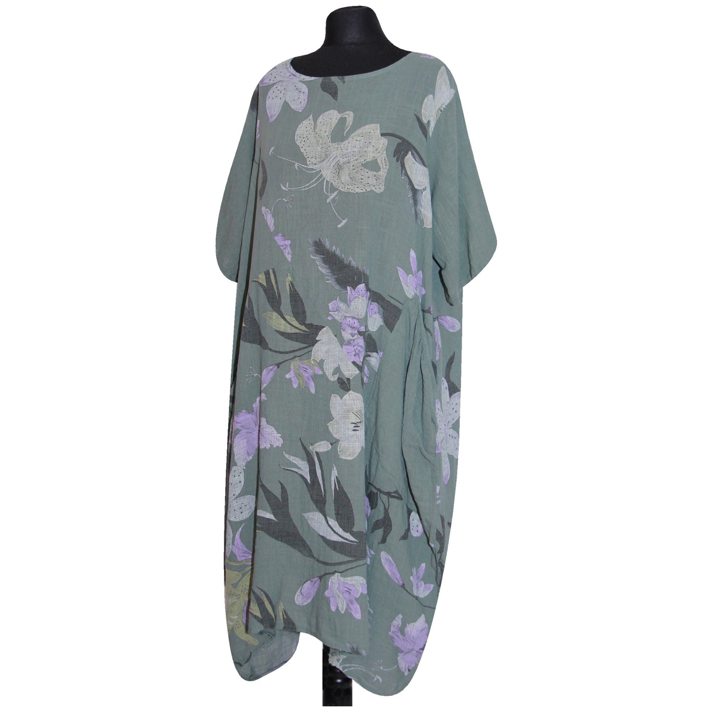 Italian Floral Printed Cotton Dress for Women