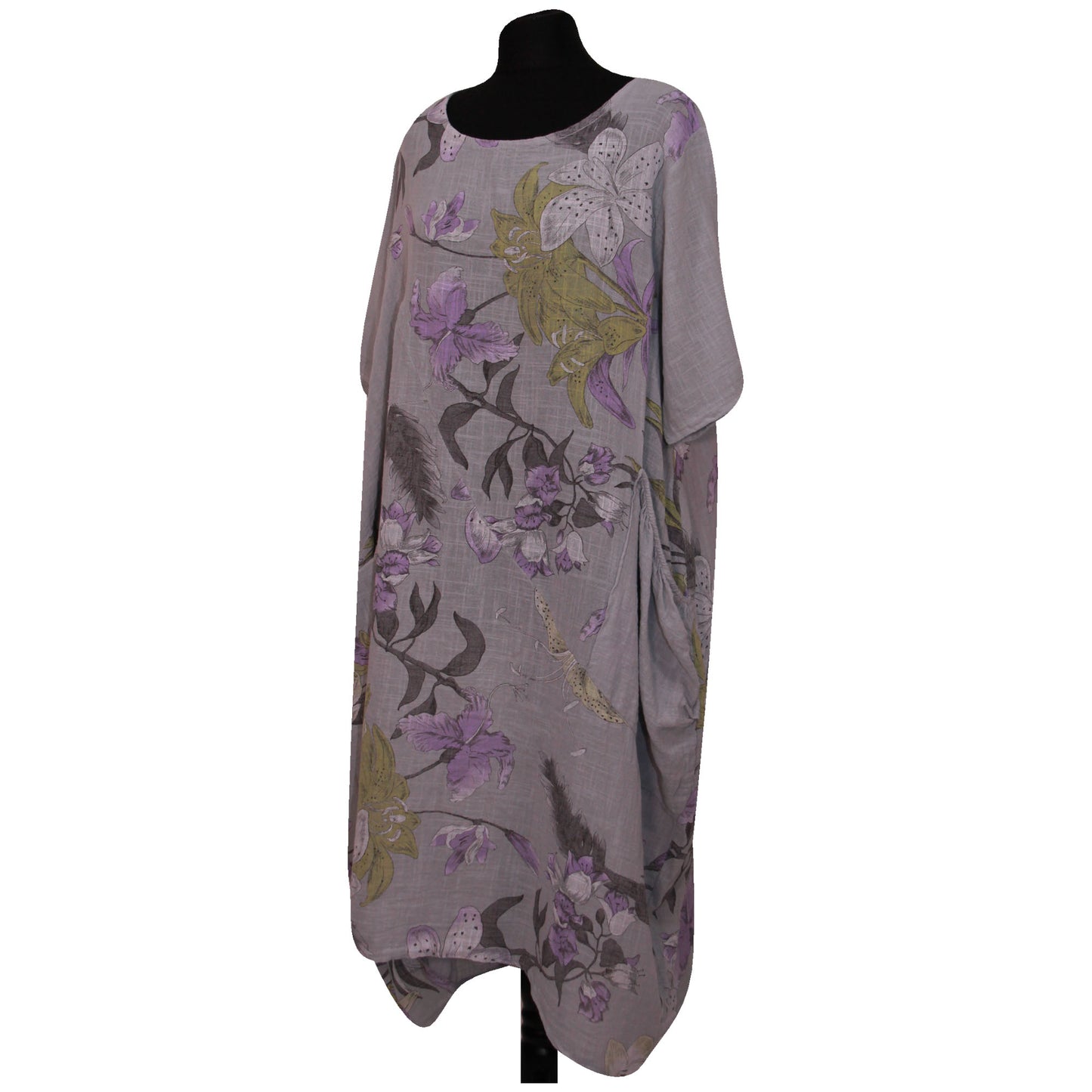 Italian Floral Printed Cotton Dress for Women