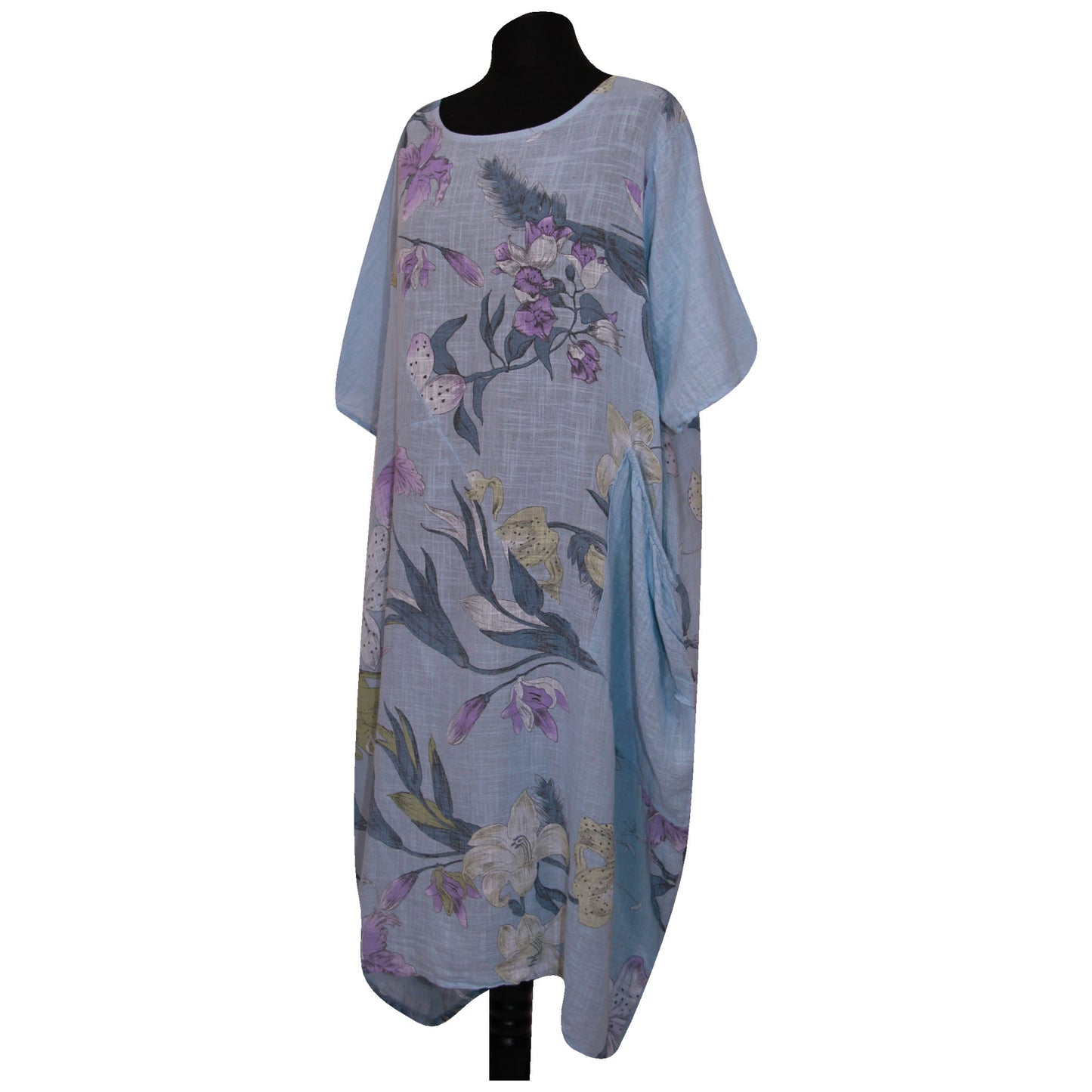 Italian Floral Printed Cotton Dress for Women