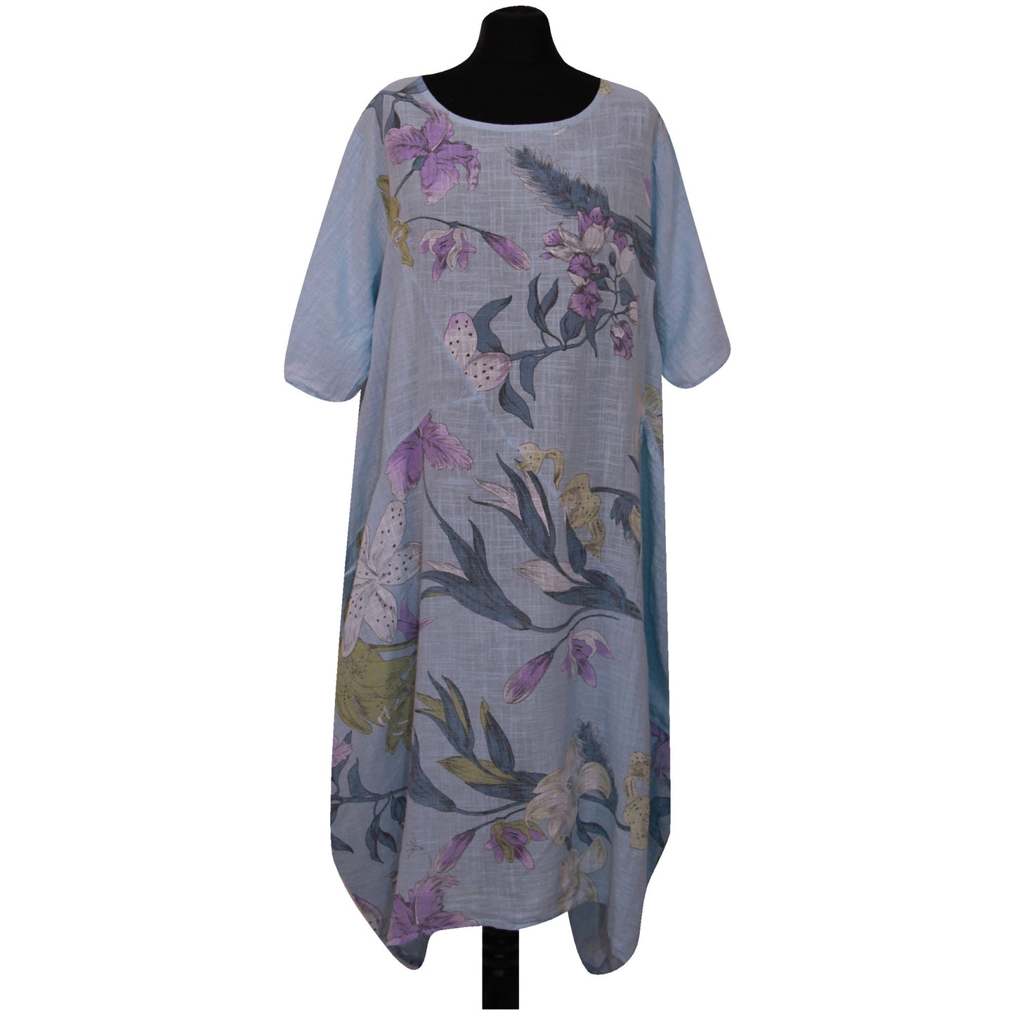 Italian Floral Printed Cotton Dress for Women