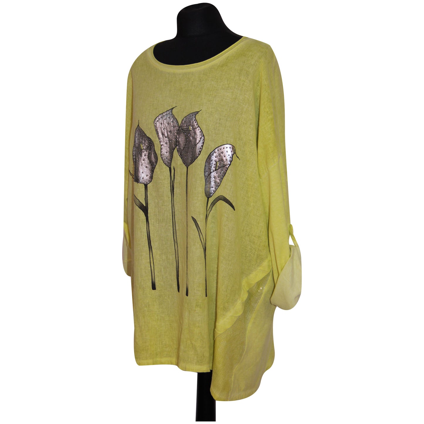 Femmes Italien TOP Dames Clouté Floral Sequin