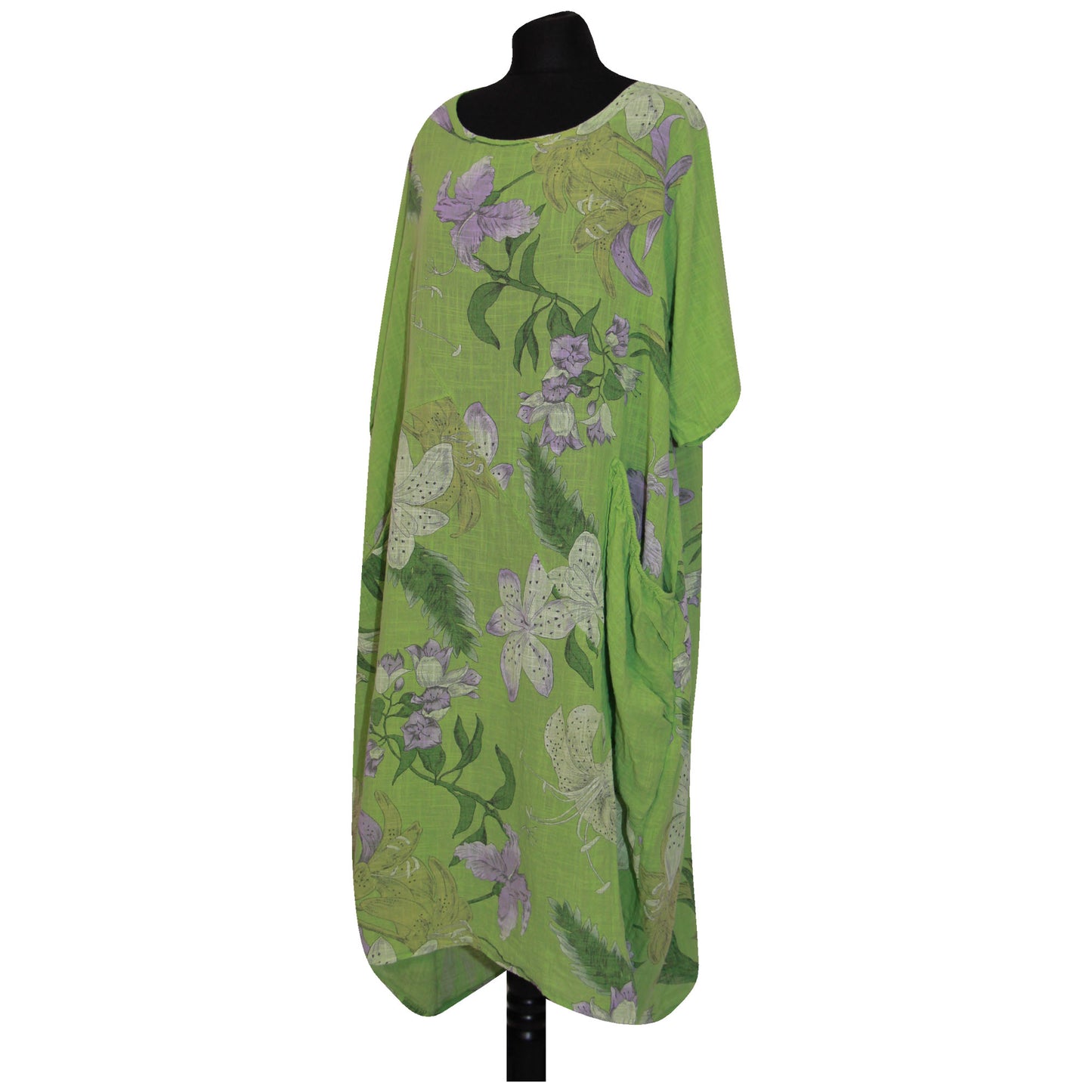 Italian Floral Printed Cotton Dress for Women