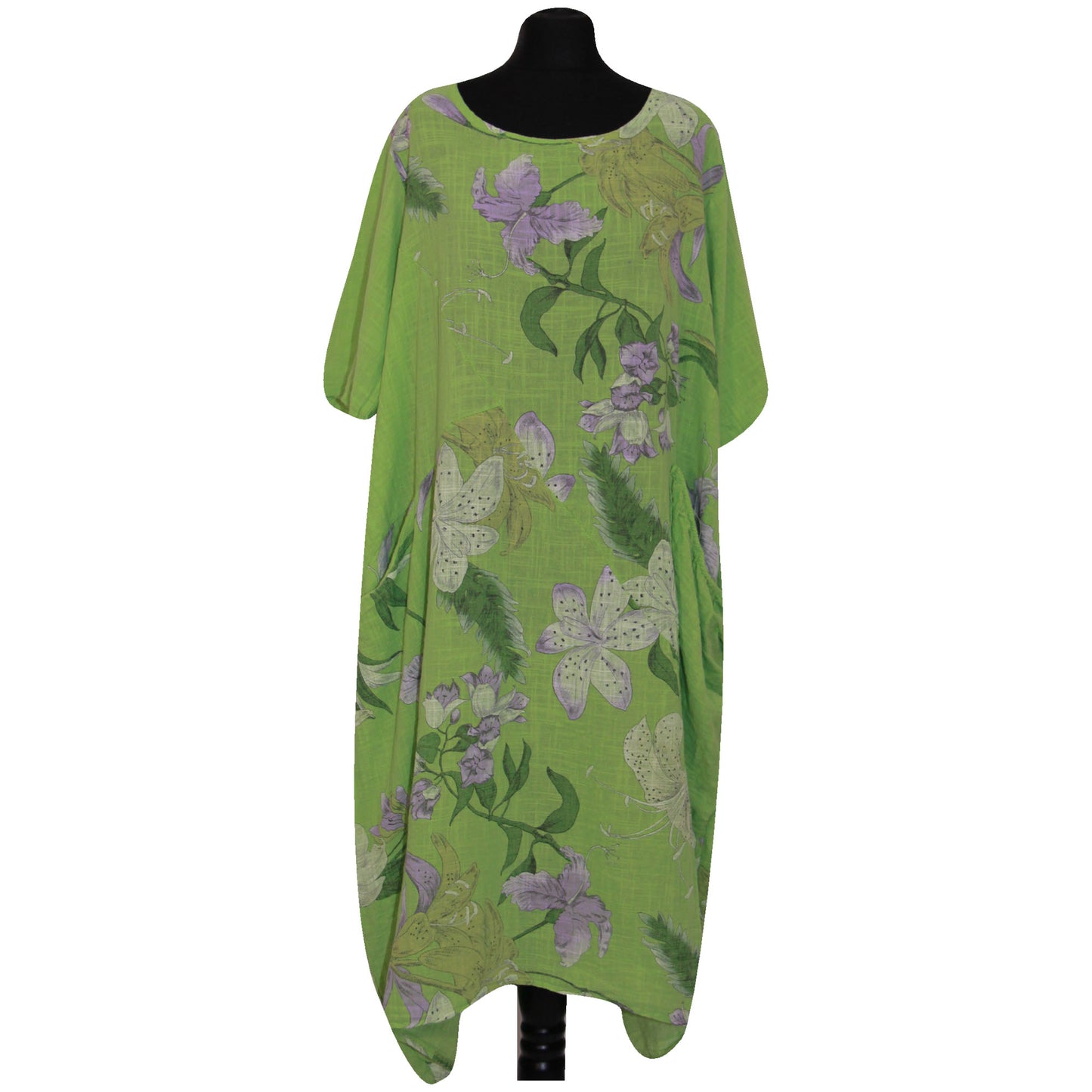 Italian Floral Printed Cotton Dress for Women