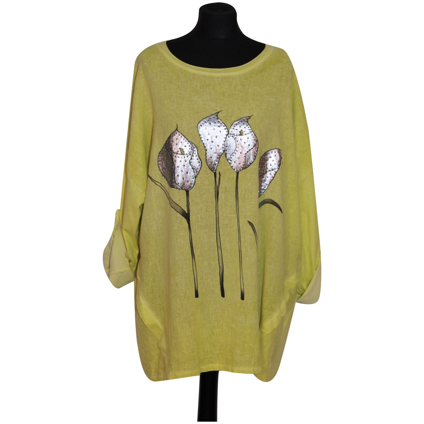 Femmes Italien TOP Dames Clouté Floral Sequin
