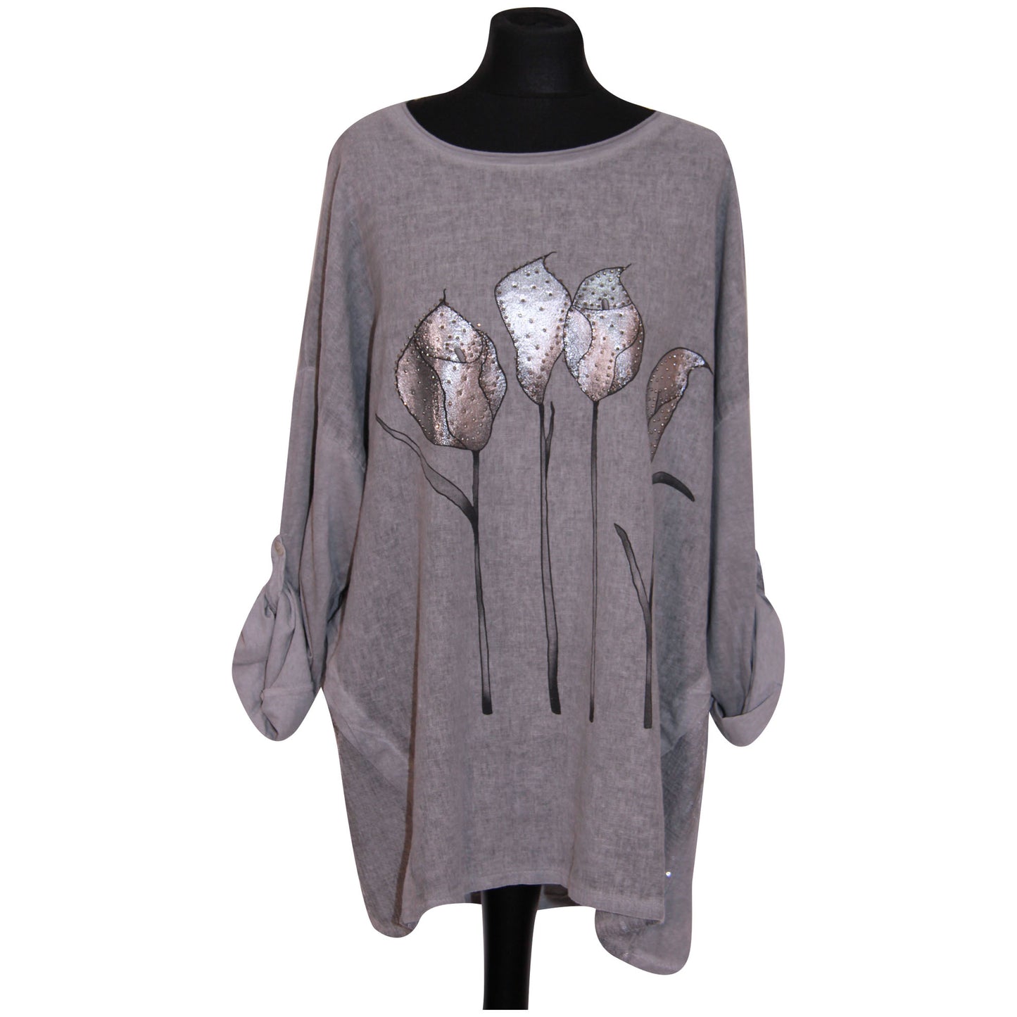 Femmes Italien TOP Dames Clouté Floral Sequin