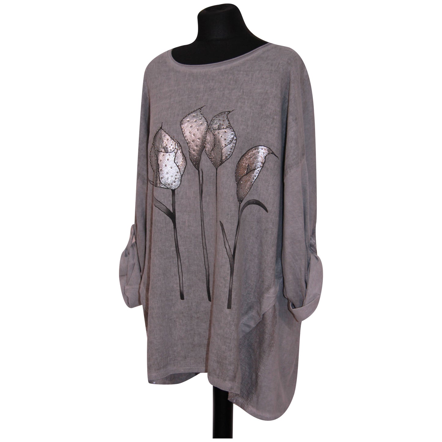 Femmes Italien TOP Dames Clouté Floral Sequin