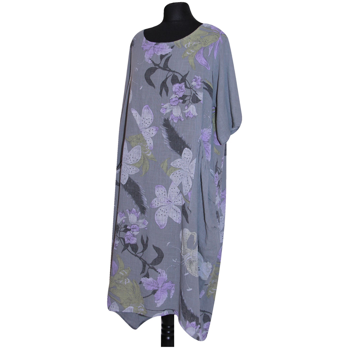 Italian Floral Printed Cotton Dress for Women