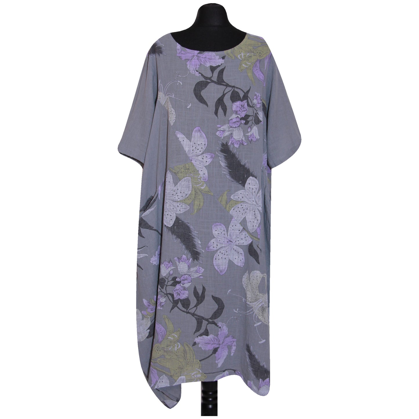 Italian Floral Printed Cotton Dress for Women