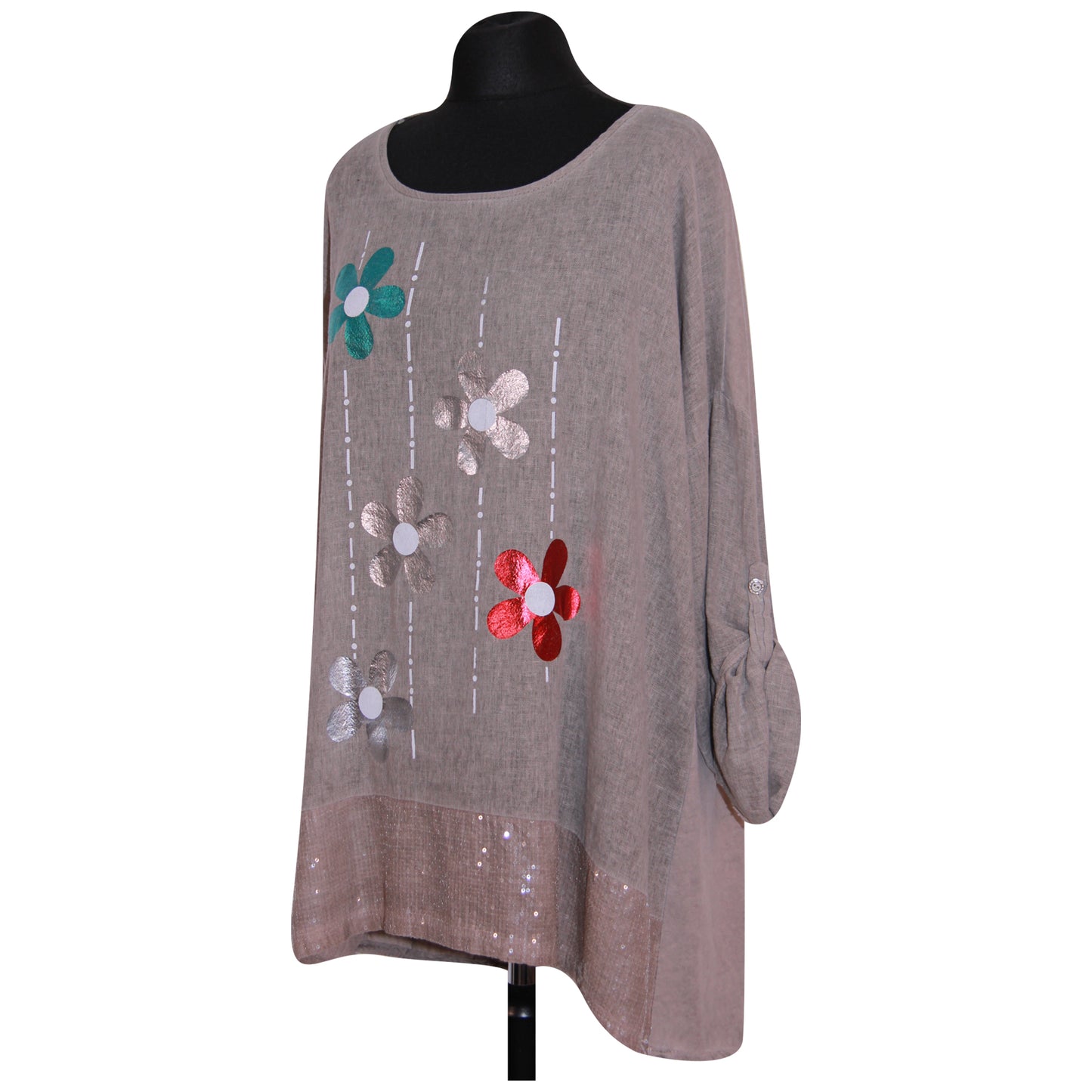 Haut à fleurs italiennes pour femmes avec détails en sequins