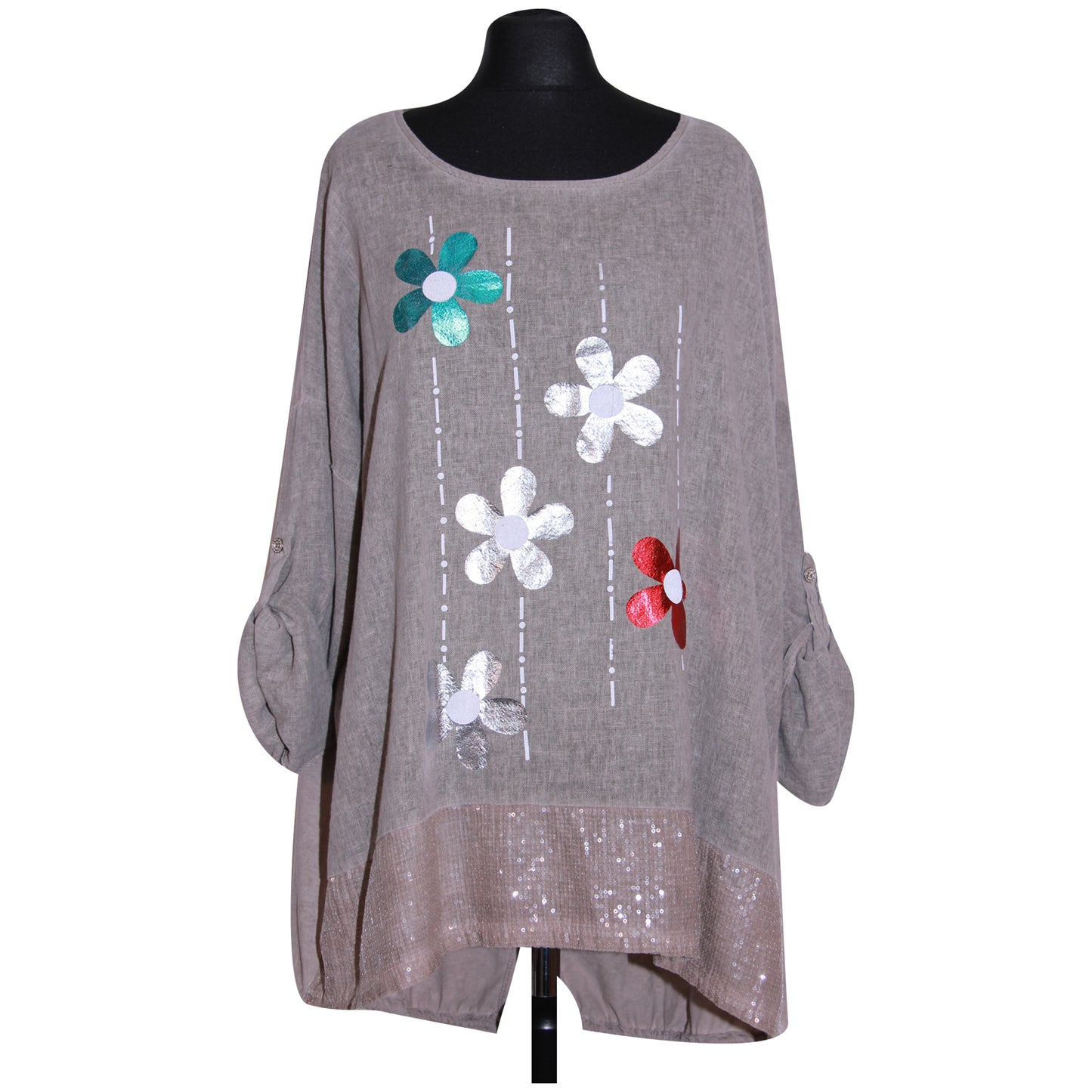 Haut à fleurs italiennes pour femmes avec détails en sequins