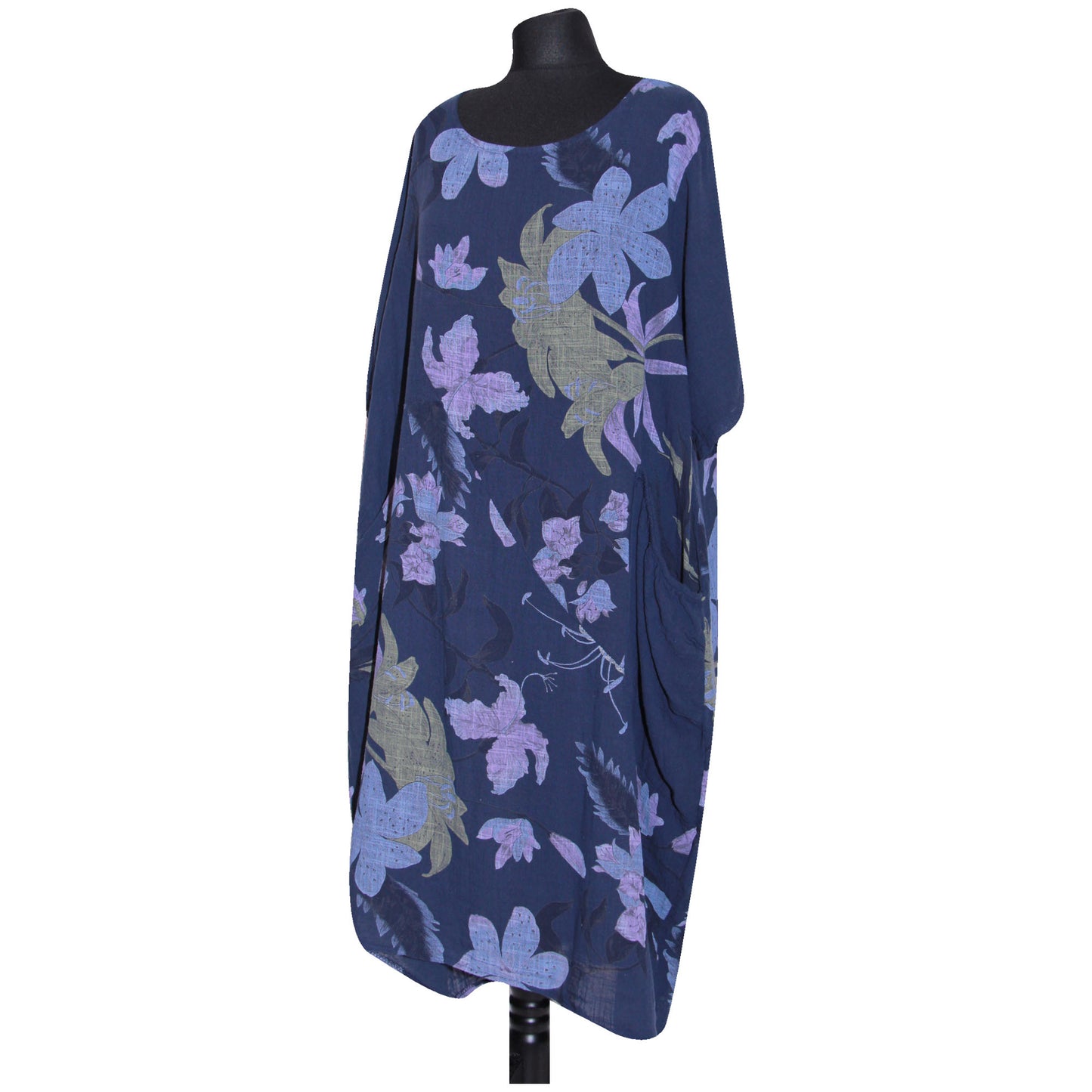 Italian Floral Printed Cotton Dress for Women