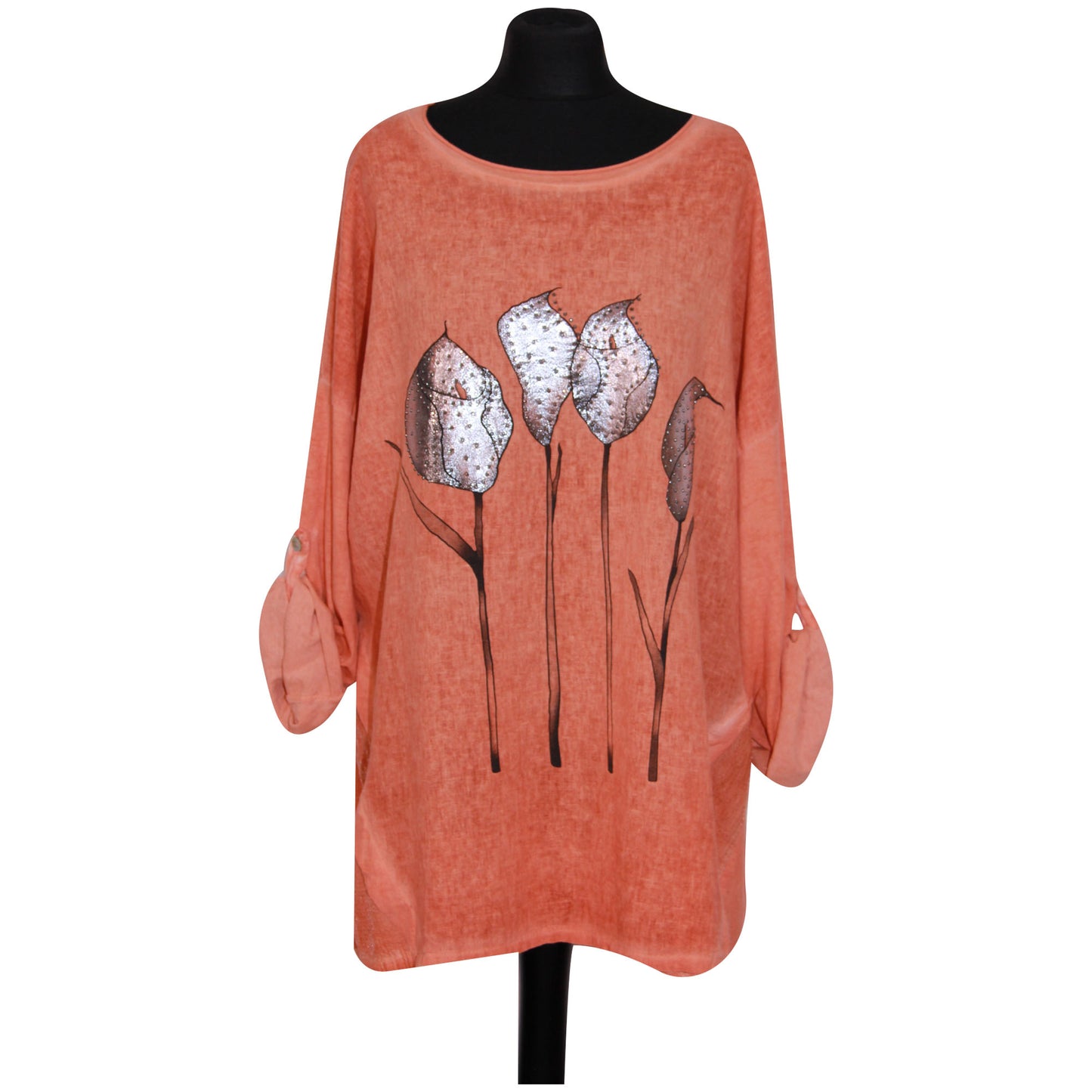 Femmes Italien TOP Dames Clouté Floral Sequin