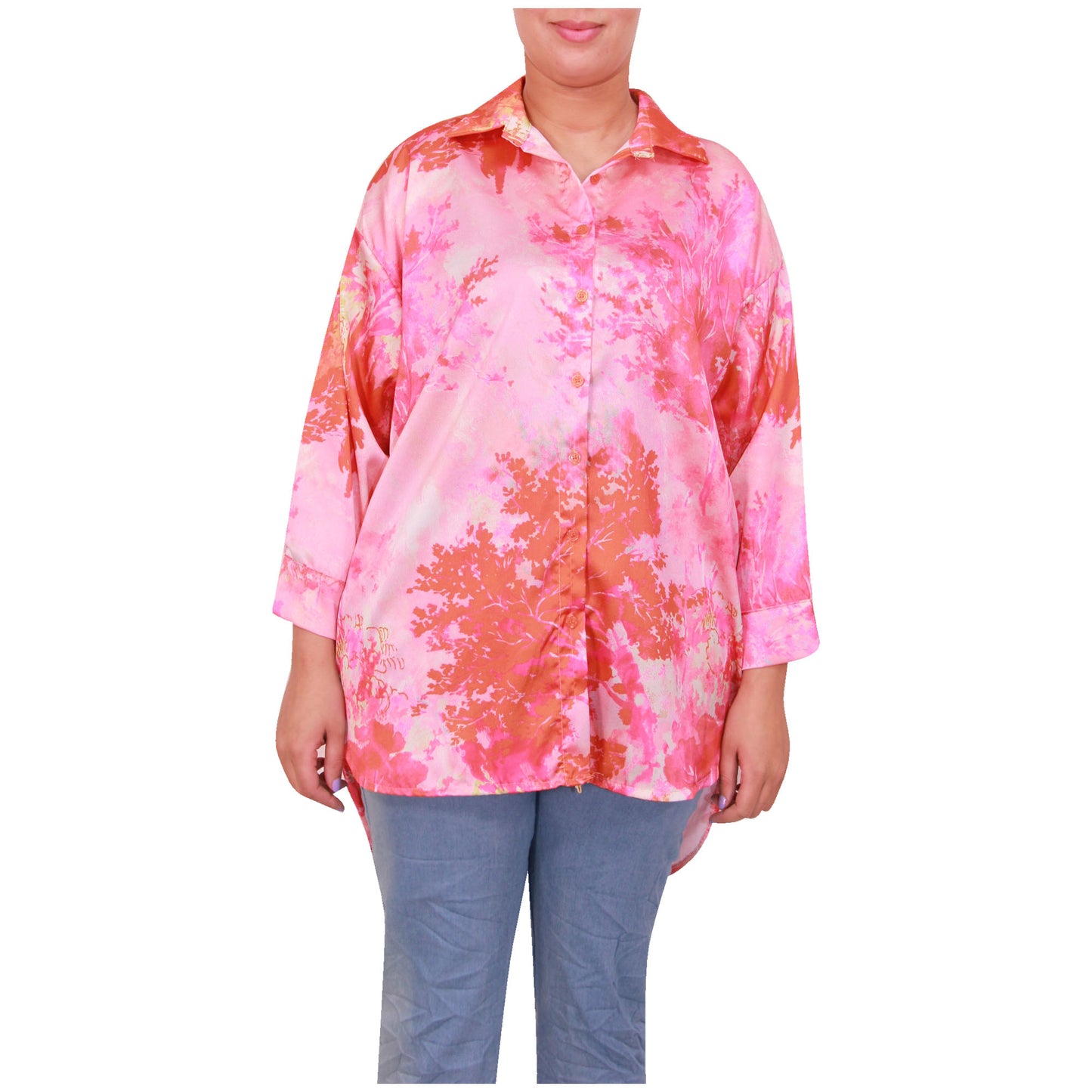 Chemise imprimée femme chemisier femme boutonnage imprimé haut en satin à manches longues pour filles