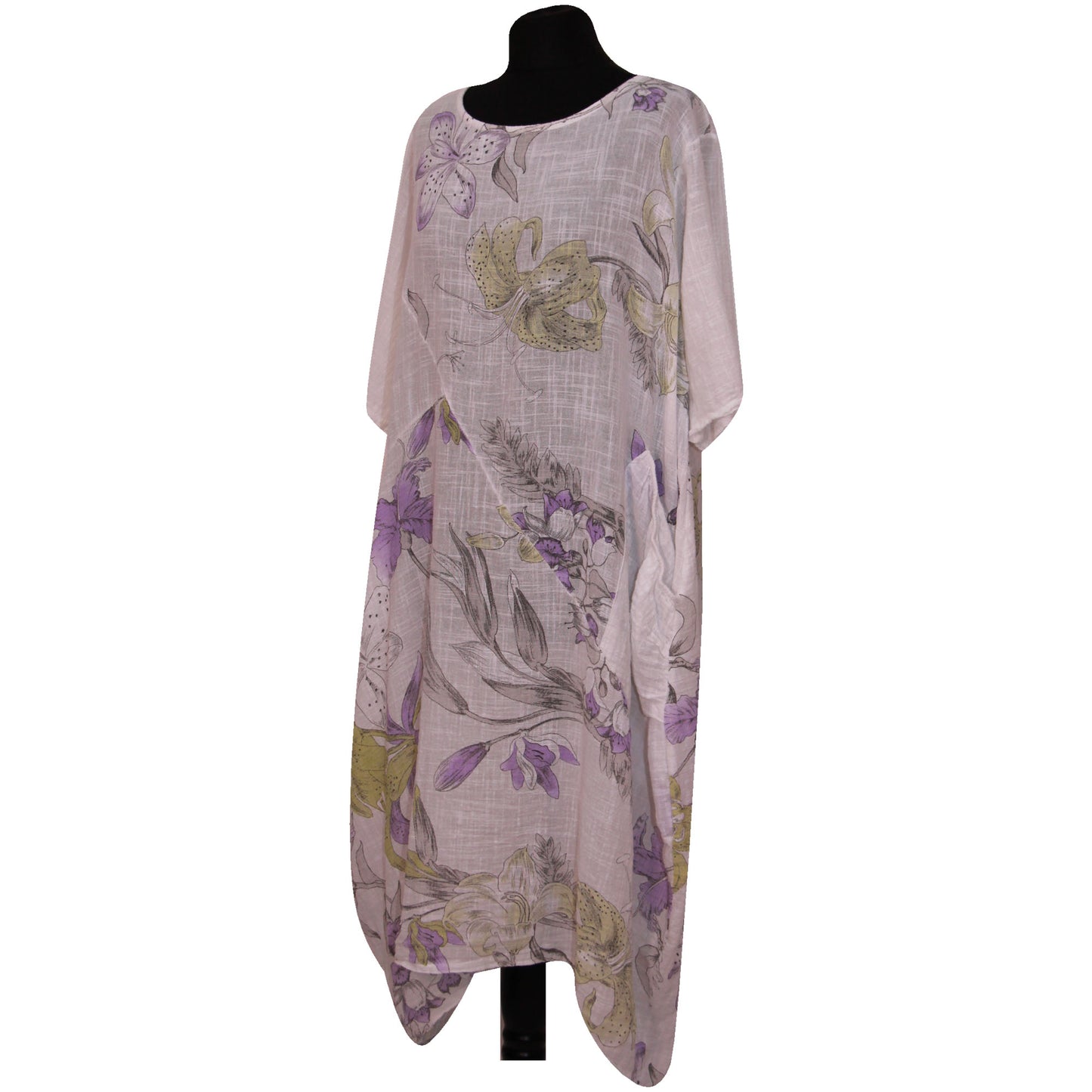 Italian Floral Printed Cotton Dress for Women