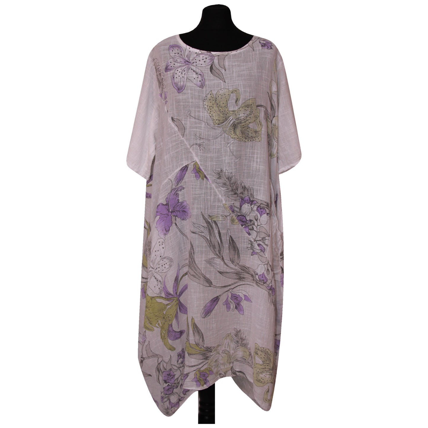 Italian Floral Printed Cotton Dress for Women
