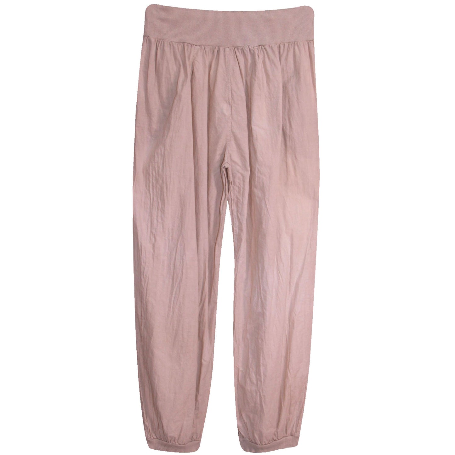 Women's Cotton Hareem Trousers Plus Size : Elasticated Waist with Wood Button Detail