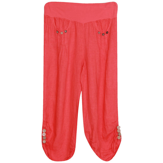 Ladies Linen Capri Trouser: Stylish 3/4 Length Women's Shorts Plus Size - Perfect Gift
