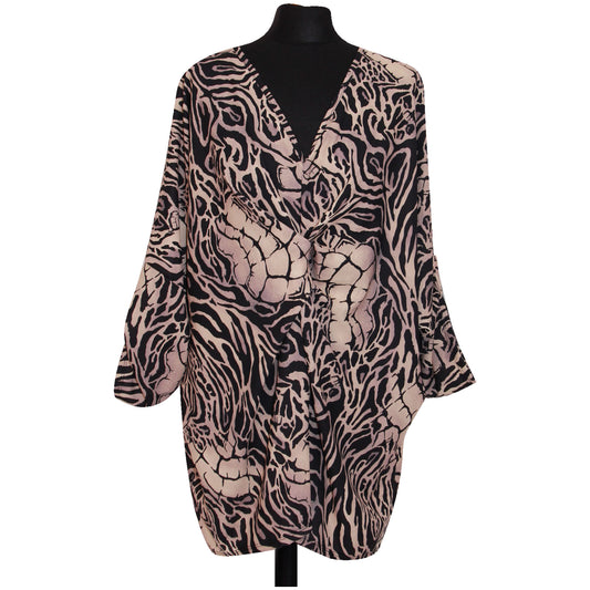 Ladies Italian Top Women Animal Print Twist Front Batwing