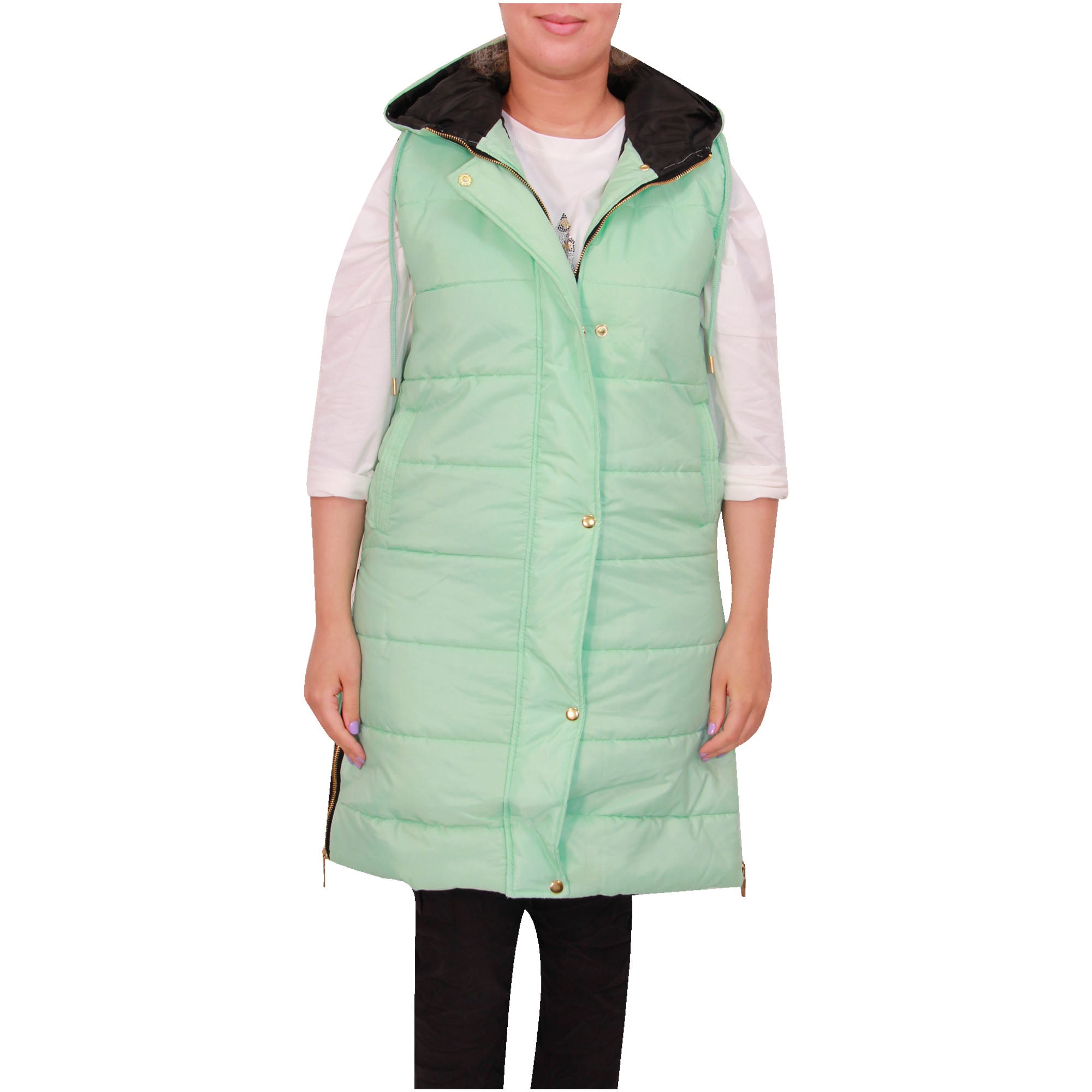 Ladies Jacket Long Gilet Women Body Warmer Hooded Long