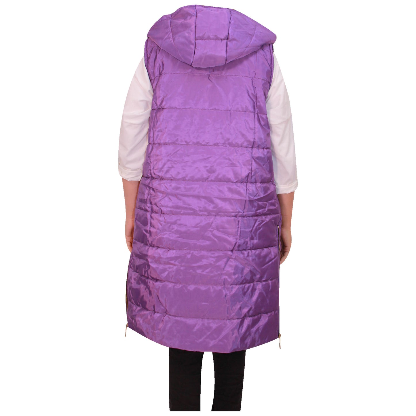 Ladies Jacket Long Gilet Women Body Warmer Hooded Long Length Rain Proof Shower Proof