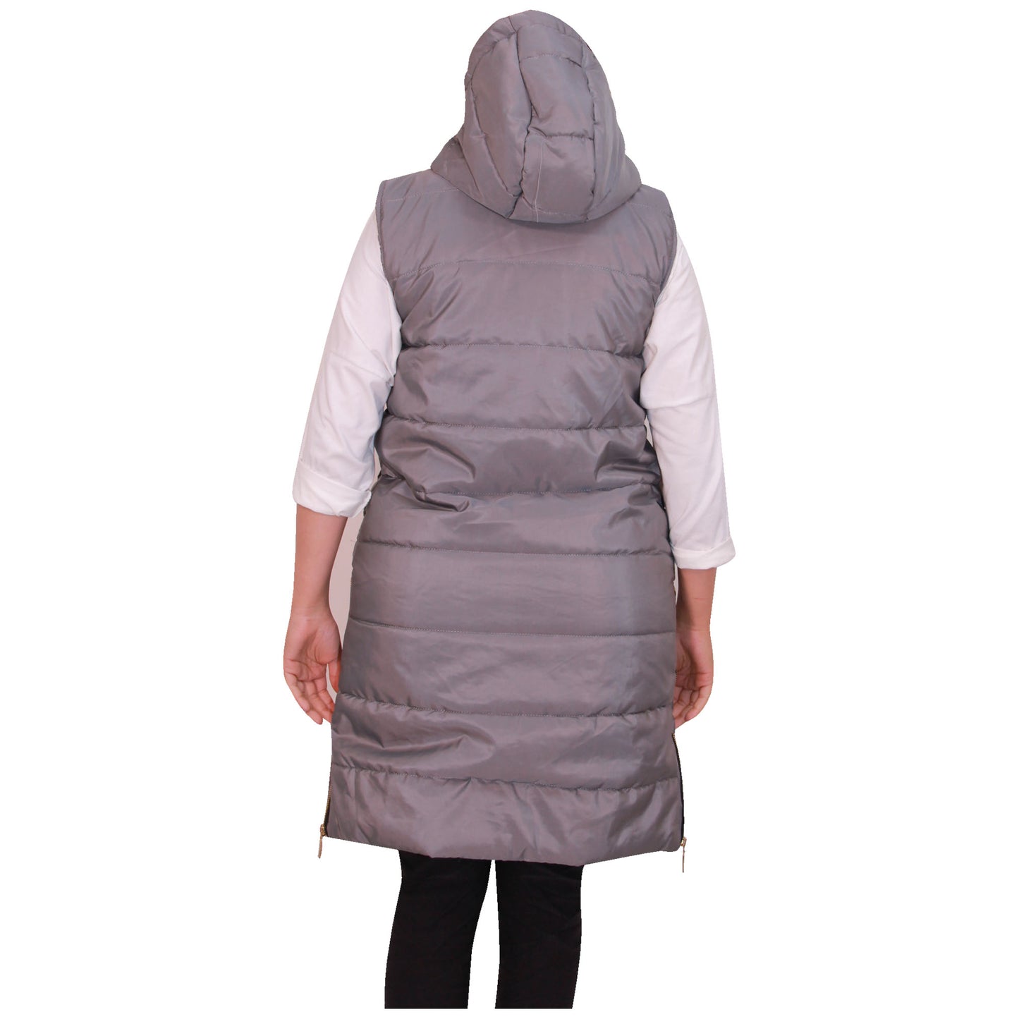 Ladies Jacket Long Gilet Women Body Warmer Hooded Long Length Rain Proof Shower Proof